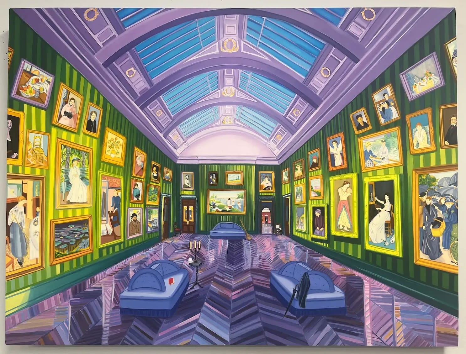 Gretchen Scherer's green and violet gallery interior The National Gallery at Night