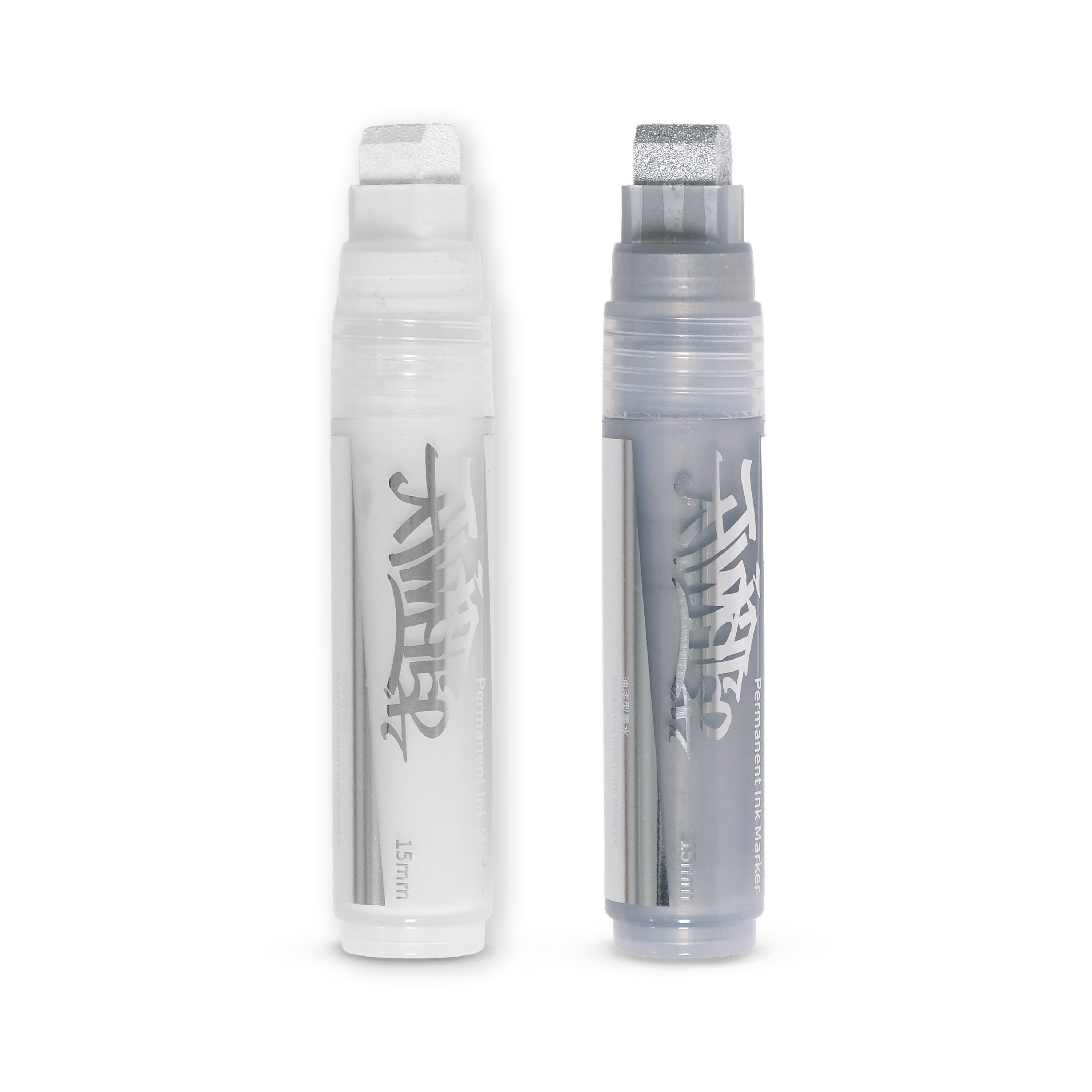 Barry McGee limited-edition white and silver TWIST markers side by side